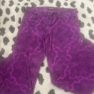 Purple Patterned Boot Cut Pants